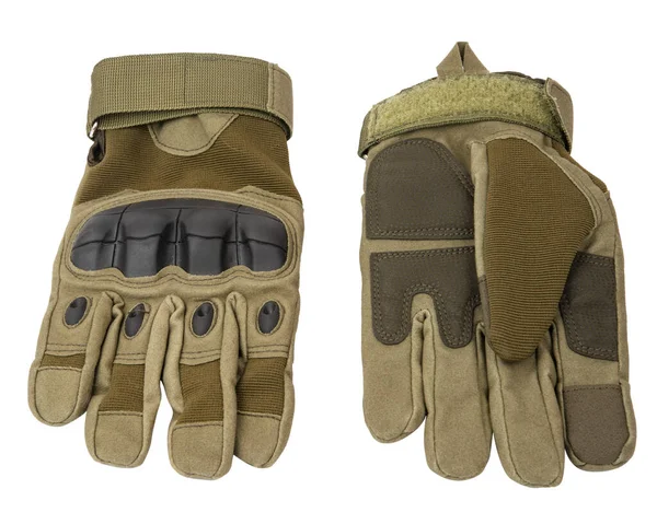 Στρατιωτικά Γάντια Τακτικά Γάντια Προστατευτικά Γάντια Που Απομονώνονται Λευκό Φόντο — Φωτογραφία Αρχείου