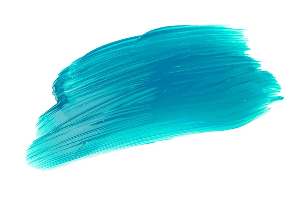 Синій Штрих Пензля Зупиняється Над Ізольованим Тлом Полотно Акварельна Текстура — стокове фото