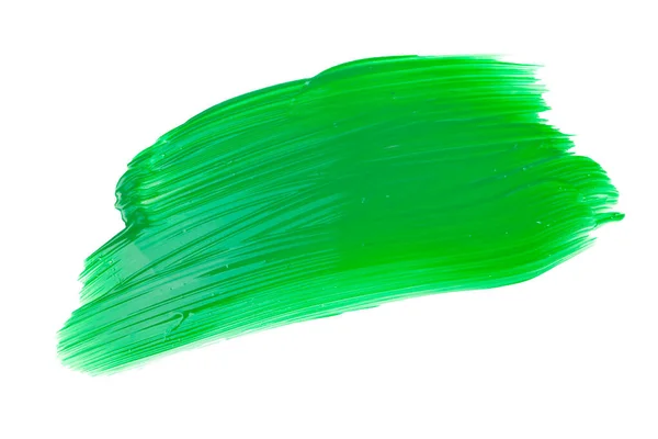 Grüner Pinselstrich Über Isoliertem Hintergrund Leinwand Aquarellstruktur — Stockfoto