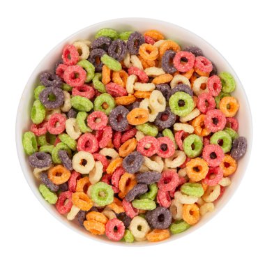 Çok renkli tanecikler, gevrek döngüleri. Beyaz bir arkaplanda izole edilmiş.