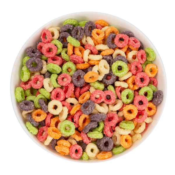 Zoete Veelkleurige Vlokken Cornflakes Geïsoleerd Een Witte Achtergrond — Stockfoto