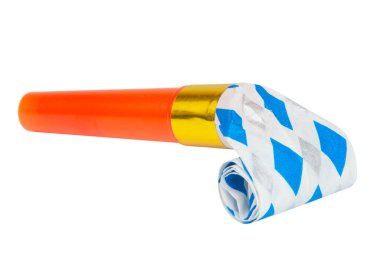 Party foil whistle festive noisemaker blowout isolated on the white