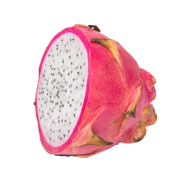 Dragonfruit Med Skiva Isolerad Vit Bakgrund — Stockfoto
