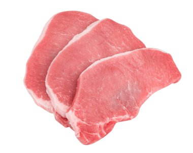 A tasty fresh cut pork loin steak on a white background. clipart