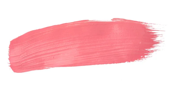 Gekleurde Penseelstreek Geïsoleerde Achtergrond Canvas Aquareltextuur Roze Lippenstift Vlek — Stockfoto
