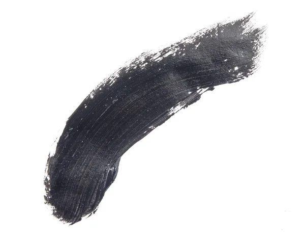 Black Mascara Brush Paint Strokes Isolated White — Stock Photo, Image