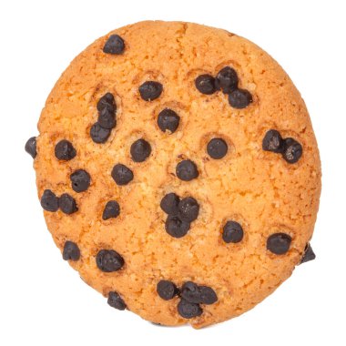 Beyaz üzerine çikolata damlaları bırakılmış ev yapımı bisküvi.