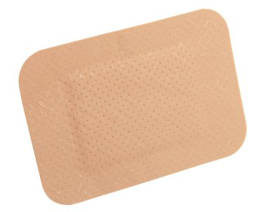 Kahverengi elastik alçı beyaz arka planda izole edilmiş.