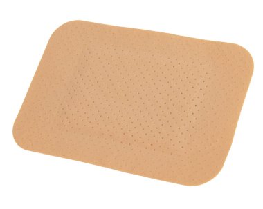 Kahverengi elastik alçı beyaz arka planda izole edilmiş.