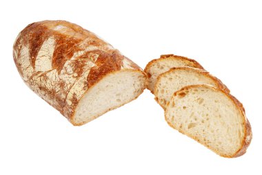 Beyaz arkaplanda izole edilmiş taze ekmek