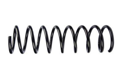 Yedek parça. Beyaz arka planda büyük metal yay. Beyaz arka planda yastık yayı, yedek yedek parça. Otomotiv süspansiyonu yayları