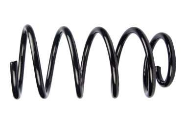 Yedek parça. Beyaz arka planda büyük metal yay. Beyaz arka planda yastık yayı, yedek yedek parça. Otomotiv süspansiyonu yayları