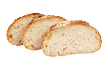 Beyaz arkaplanda izole edilmiş ekmek dilimleri