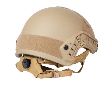 Beyaz bir arka plan üzerinde askeri kask.