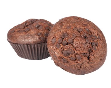 Çikolatalı kek üzerine beyaz izole