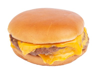 Beyaz arka planda izole edilmiş leziz ızgara burger. Fast food hamburgeri. Mükemmel klasik çizburger.