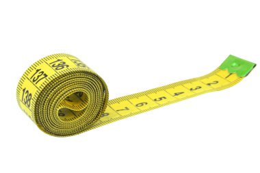 Diet rubber tape measure for sewing cloth or fabric isolated on the white clipart