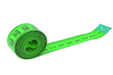 Diet rubber tape measure for sewing cloth or fabric isolated on the white clipart