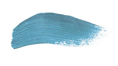 Acrylic blue paint brush track blank art isolated on the white background