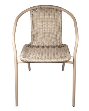 Hasır sandalye, beyaz arka planda izole edilmiş Rattan sandalyesi
