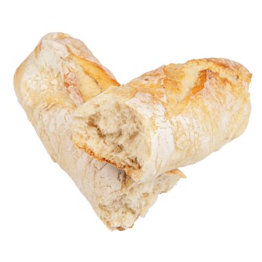 Beyaz arka planda taze, çıtır çıtır bir baget.