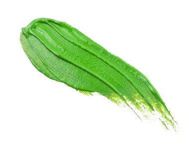 Boya fırçasının darbesi beyaza saplanmış. Beyaz arka planda akrilik leke var. Fırça ve boya deseniyle elle çizilmiş.. 