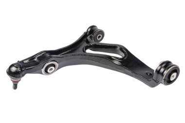 Beyaz arka planda bir aracın yeni süspansiyon kolu. Yeni süspansiyon, beyaz arka planda izole edilmiş aracın daha düşük kontrol kolu