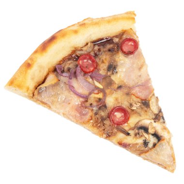 Beyaz arka planda izole edilmiş taze İtalyan klasik orijinal pizzası.