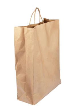 Kahverengi kese kağıdı beyaz arkaplanda izole edilmiş