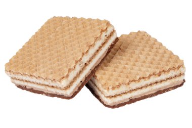 Beyaz arkaplanda izole edilmiş kare waffle 'lar
