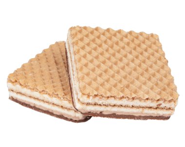 Beyaz arkaplanda izole edilmiş kare waffle 'lar