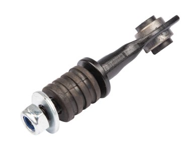 Yeni otomobil parçaları, beyaz arka planda bağlantı çubuğu. Araba Süspansiyonu Tamiri