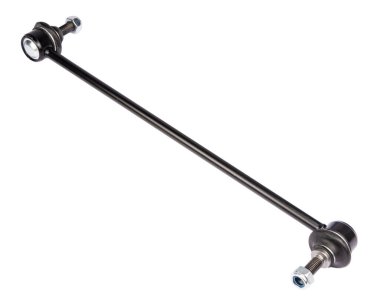 Beyaz arkaplanda otomatik süspansiyon parçaları, dengeleyici çubuğu