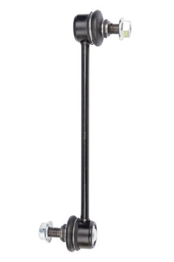 Beyaz arkaplanda otomatik süspansiyon parçaları, dengeleyici çubuğu