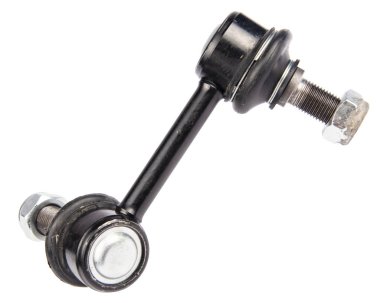 Beyaz arkaplanda otomatik süspansiyon parçaları, dengeleyici çubuğu