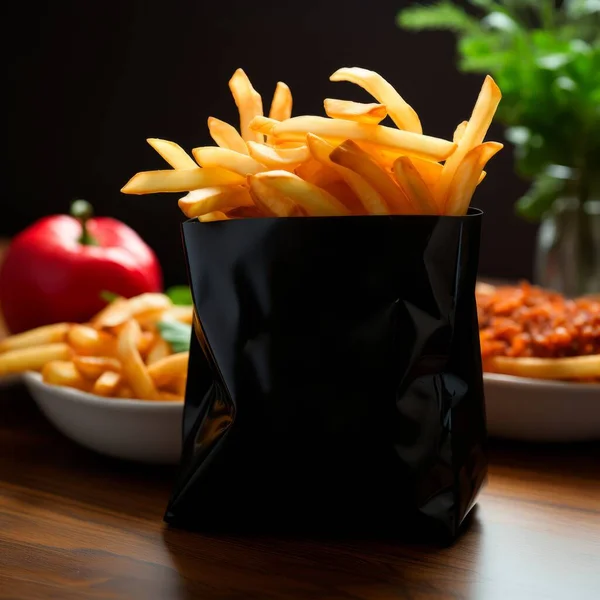 french fries on a black background. french fries.