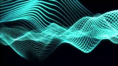 Dalgalar ve parlayan parçacıklarla soyut bir arkaplan. 3d oluşturma