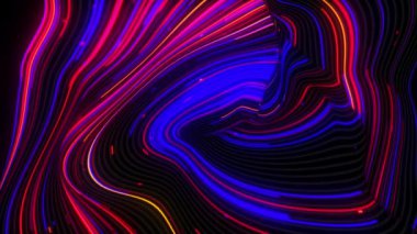 Koyu bir arka planda renkli parlak neon çizgiler. 3d resimleme