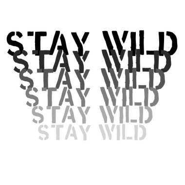 Beyaz izole arka planda siyah yazılı vahşi metin logosu olarak kal. Kıyafetler için yazdır