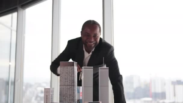 Focus Keys Hand African Real Estate Manager Homeowner Businessman Banker — Video Stock