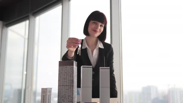 Focus Face Real Estate Manager Homeowner Businesswoman Banker Caucasian Successful — Vídeo de stock