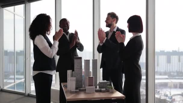 Bons Résultats Félicitations Concept Appréciation Satisfait Divers Hommes Femmes Affaires — Video
