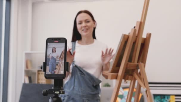 Artiste Professionnelle Enregistrement Vidéo Sur Caméra Smartphone Personnel Pendant Processus — Video