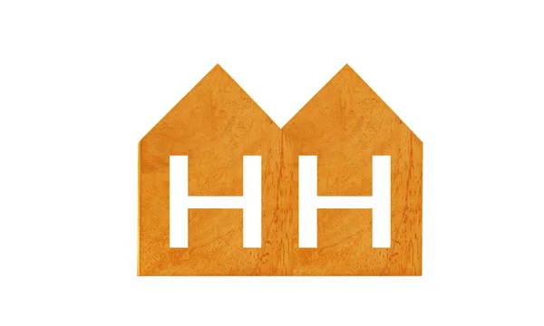 販売や賃貸のための木造住宅のロゴは 白い背景に隔離され 不動産のコンセプトのための画像 — ストック写真