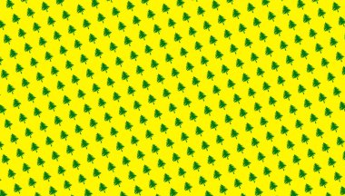 Sarı duvar kağıdında noel ağaçları olan kusursuz bir desen. Kış tatili dokusu, ambalaj kağıdı.