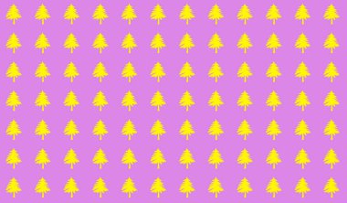 Noel ağaçlarının duvar kâğıdı arkaplanlı kusursuz bir Noel deseni. Kış tatili dokusu, ambalaj kağıdı.