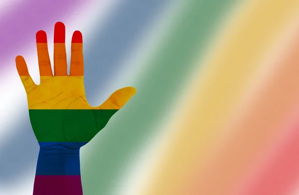 Ręka Tęczowa Pięść Miesiąc Pride Ruch Lgbtqia Dzień Pychy Wolność Obrazy Stockowe bez tantiem