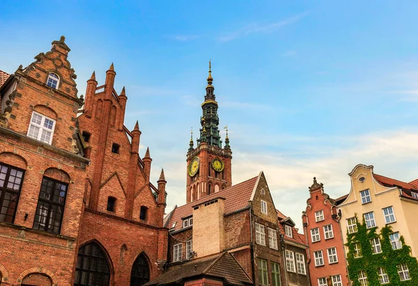 Zabytkowa Architektura Gdańska Zachodzie Słońca Polska — Zdjęcie stockowe