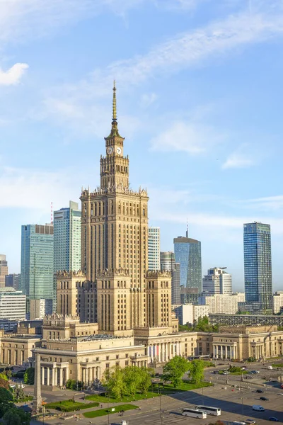 Palace of Culture and Science, symbol of Warsaw, and skyscrapers