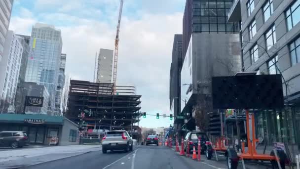 Januari 2023 Uitzicht Vanaf Auto Rijden Rond Straten Van Seattle — Stockvideo